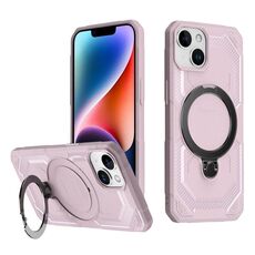 Per iPhone 15 Plus Custodia per telefono con supporto MagSafe satinato (rosa)