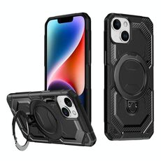 Per iPhone 15 Plus Custodia per telefono con supporto MagSafe satinato (nero)