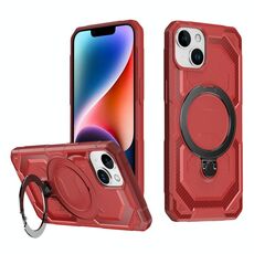 Per iPhone 15 Plus Custodia per telefono con supporto MagSafe satinato (rosso)