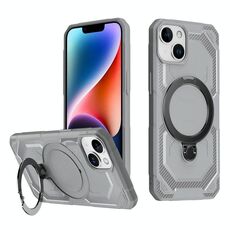 Per iPhone 15 Plus Custodia per telefono con supporto MagSafe satinato (grigio)