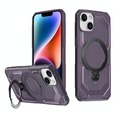 Per iPhone 15 Plus Custodia per telefono con supporto MagSafe satinato (viola)