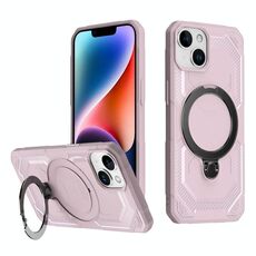 Per iPhone 15 Custodia per telefono con supporto MagSafe satinato (rosa)