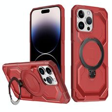 Per iPhone 15 Pro Max Custodia per telefono con supporto MagSafe satinato (rosso)