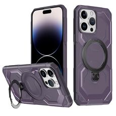 Per iPhone 15 Pro Max Custodia per telefono con supporto MagSafe satinato (viola)