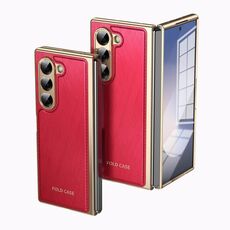 Per Samsung Galaxy Z Fold6 Custodia per telefono con placcatura in broccato d'argento e filo d'oro integrato (rosso)