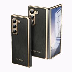 Per Samsung Galaxy Z Fold6 Custodia per telefono con placcatura in broccato d'argento e filo d'oro integrato (nero)