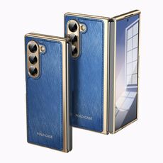 Per Samsung Galaxy Z Fold6 Custodia per telefono con placcatura in broccato d'argento e filo d'oro integrato (blu)