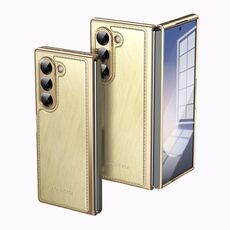 Per Samsung Galaxy Z Fold6 Custodia per telefono con placcatura in broccato d'argento con filo d'oro integrato (oro)
