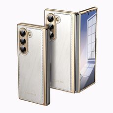 Per Samsung Galaxy Z Fold6 Custodia per telefono con placcatura in broccato d'argento e filo d'oro integrato (bianco)