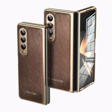 Per Samsung Galaxy Z Fold4 Custodia per telefono con placcatura in broccato d'argento e filo d'oro integrato (marrone)