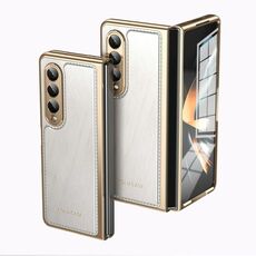 Per Samsung Galaxy Z Fold4 Custodia per telefono con placcatura in broccato d'argento e filo d'oro integrato (bianco)