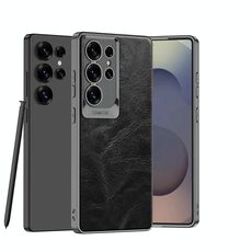 Per Samsung Galaxy S24 Ultra 5G Custodia per telefono antiurto classica in pelle cerata e olio, penna non inclusa (nero)