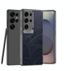 Per Samsung Galaxy S25 Ultra 5G Custodia per telefono antiurto classica in pelle cerata e olio, penna non inclusa (blu)