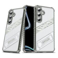 Per Samsung Galaxy S24 FE 5G Plating Holder PC Hybrid TPU Custodia per telefono (grigio siderale)
