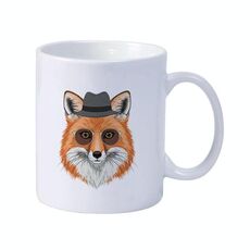 Tazza da latte in ceramica bianca semplice stampata Gentleman Fox Tazza da acqua Stampa su richiesta