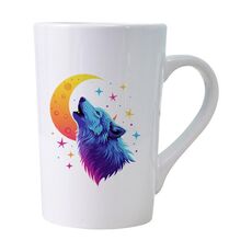 Tazza da acqua in ceramica bianca conica stampata Moon Wolf Stampa su richiesta