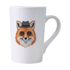 Tazza da acqua in ceramica bianca conica stampata Gentleman Fox Stampa su richiesta