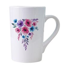Tazza d'acqua in ceramica bianca conica stampata con fiori ad acquerello Stampa su richiesta