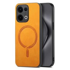 Per OPPO Reno12 Pro Global Retro Magsafe Custodia per telefono con cover posteriore in PU magnetica (giallo)