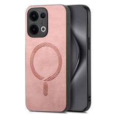Per OPPO Reno12 Pro Global Retro Magsafe Custodia per telefono con retro magnetico in PU (rosa)
