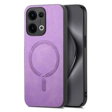 Per OPPO Reno12 Pro Global Retro Magsafe Custodia per telefono con cover posteriore in PU magnetica (viola)