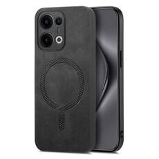 Per OPPO Reno12 Pro Global Retro Magsafe Custodia per telefono con retro magnetico in PU (nero)