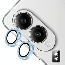 Per Samsung Galaxy S25 Edge 5G ENKAY Hat-Prince 9H Obiettivo della fotocamera posteriore Pellicola in vetro temperato in lega di alluminio glitterata (blu)