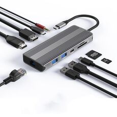 Stazione di docking di rete Gigabit HD Type-C multifunzionale Blueendless DP+HDMI Dual 8K 10 in 1
