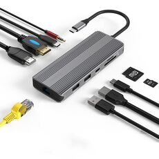 Stazione di docking di rete Gigabit HD multifunzionale Blueendless Type-C 10 in 1 Dual HDMI 8K+4K