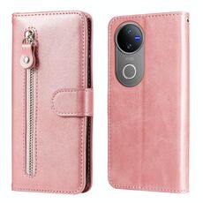 Per vivo V50 Fashion Calf Texture Custodia in pelle con cerniera per telefono (oro rosa)