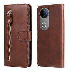 Per vivo V50 Fashion Calf Texture Custodia in pelle con cerniera per telefono (marrone)