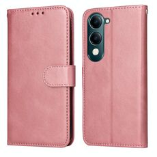 Per vivo Y29s 5G / Y04 4G Custodia per telefono in pelle con texture di vitello classica (oro rosa)