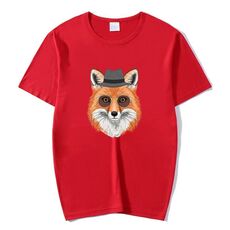 Maglietta a maniche corte in modal con scollo rotondo stampato Gentleman Fox, stampa su richiesta, taglia: S (rosso)