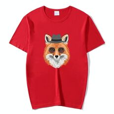 Maglietta a maniche corte in modal con scollo rotondo stampato Gentleman Fox, stampa su richiesta, taglia: XXL (rosso)