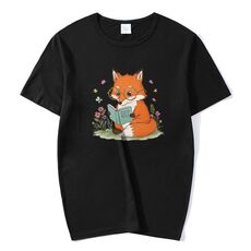 T-shirt a maniche corte in modal con scollo rotondo stampato Reading Fox, stampa su richiesta, taglia: XXXXL (nero)