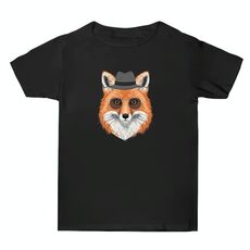 Gentleman Fox stampato estate larga cotone manica corta T-shirt stampa su richiesta, taglia: L (nero)