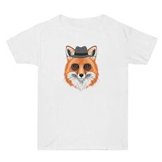 Maglietta a maniche corte in cotone estivo con stampa Gentleman Fox, stampa su richiesta, taglia: XXXL (bianco)