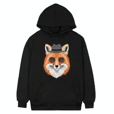 Felpa con cappuccio in pile stampato Gentleman Fox Stampa su richiesta, taglia: XL (nero)
