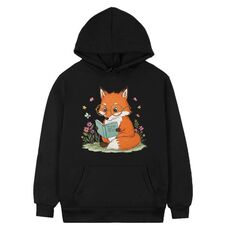 Felpa con cappuccio in pile stampato Reading Fox Stampa su richiesta, taglia: L (nero)