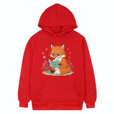 Felpa con cappuccio in pile stampato Reading Fox Stampa su richiesta, taglia: XL (rosso)