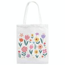 Borsa a mano in tela stampata con giardino colorato, stampa su richiesta, dimensioni: 35x30 cm (bianco)