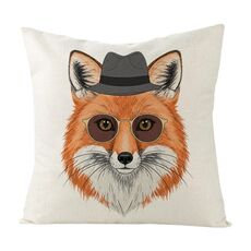 Federa per cuscino da divano stampata Gentleman Fox senza stampa centrale su richiesta, dimensioni: 50x50 cm (lino bianco)