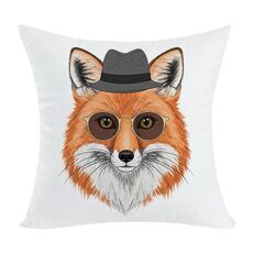 Federa per cuscino da divano stampata Gentleman Fox senza stampa centrale su richiesta, dimensioni: 50x50 cm (velluto color pesca)