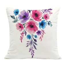 Federa per cuscino da divano con stampa di fiori ad acquerello, senza stampa centrale, su richiesta, dimensioni: 35x35 cm (velluto olandese)