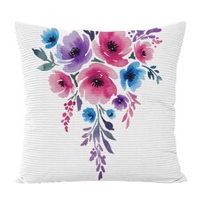Federa per cuscino da divano con stampa di fiori ad acquerello, senza stampa centrale su richiesta, dimensioni: 35x35 cm (velluto granulare Twill)