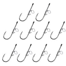 10 pezzi/scatola gancio per pesca in mare con amo a punta storta e gancio per gamberetti appeso (4)