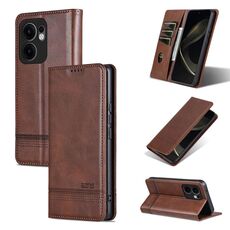 Per OPPO Reno13 F AZNS Custodia per telefono in pelle con texture di vitello magnetica (marrone scuro)