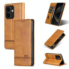 Per OPPO Reno13 F AZNS Custodia per telefono in pelle con texture di vitello magnetica (marrone chiaro)