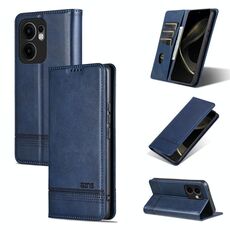 Per OPPO Reno13 F AZNS Custodia per telefono in pelle con texture di vitello magnetica (blu scuro)
