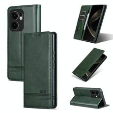 Per OPPO Reno13 F AZNS Custodia per telefono in pelle con texture di vitello magnetica (verde scuro)